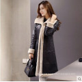 Women′s Lamb Leather and Shearling Coat Long Style